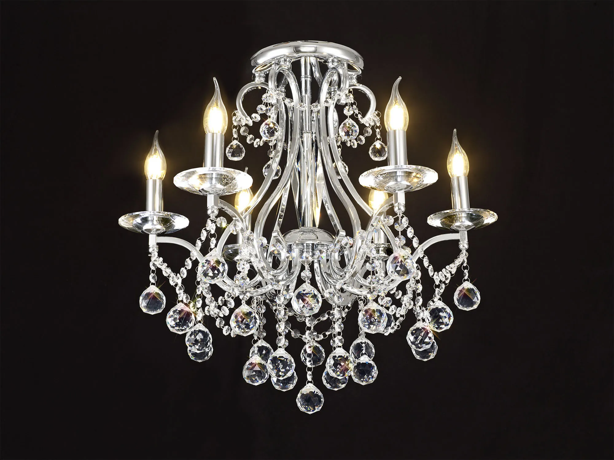 Bianco Polished Chrome Crystal Ceiling Lights Diyas Multi Arm Crystal Fittings